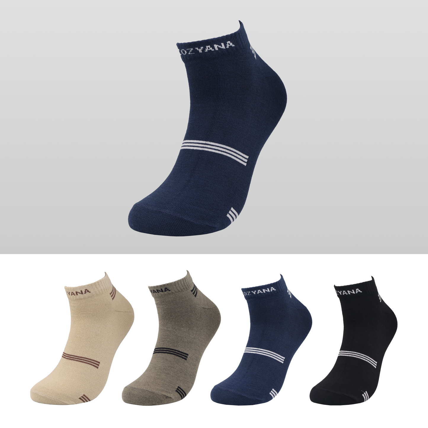 unisex bamboo socks low cut ankle combo pack on wooden floor