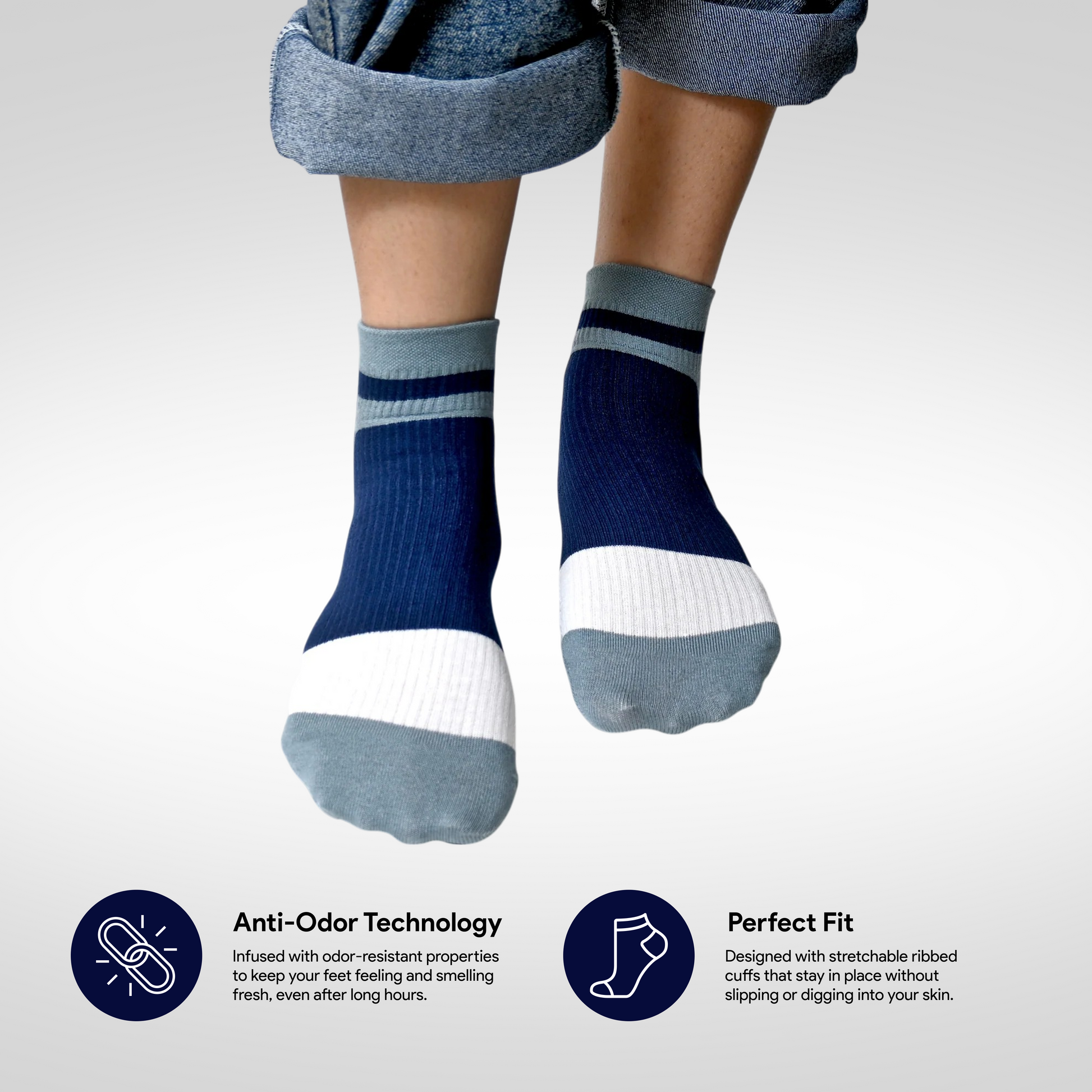Men and women unisex ankle socks low cut crew style combo pack