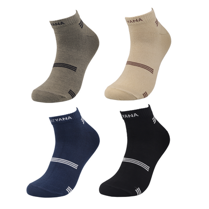 close-up of eco-friendly bamboo socks on foot casual outfit