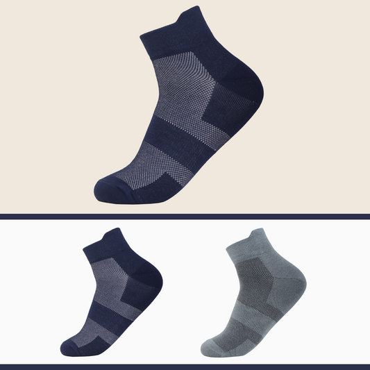Men’s ankle sports socks pack of 2 navy and grey breathable mesh design