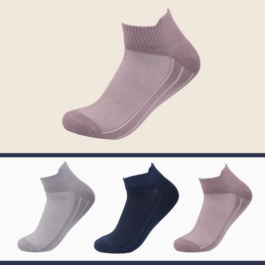 Three pairs of socks in different colors