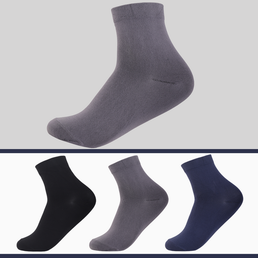 Men’s cotton ankle socks pack of 3 black white gray breathable everyday wear