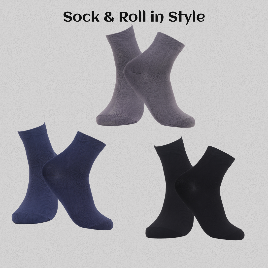 Side view of men’s cotton ankle socks pack of 3 durable and stylish design